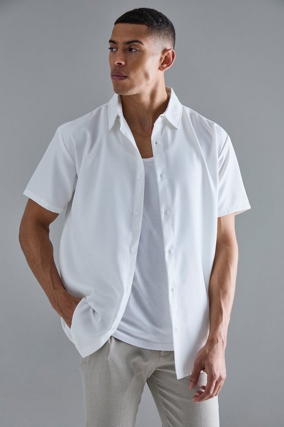 Kurzärmliges Oversize Twill-Hemd