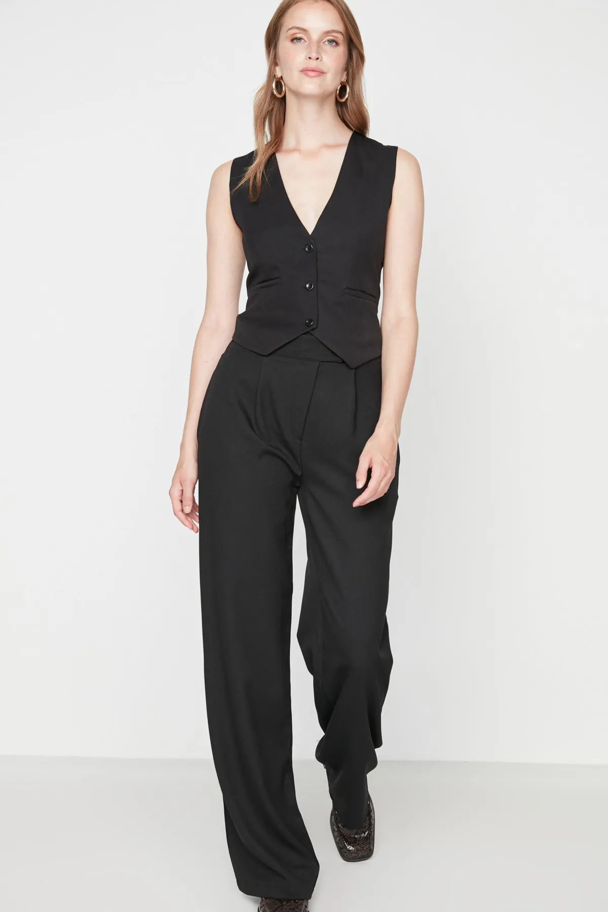 Trendyol Collection  Schwarze Webhose mit weitem Bein TWOAW22PL0263