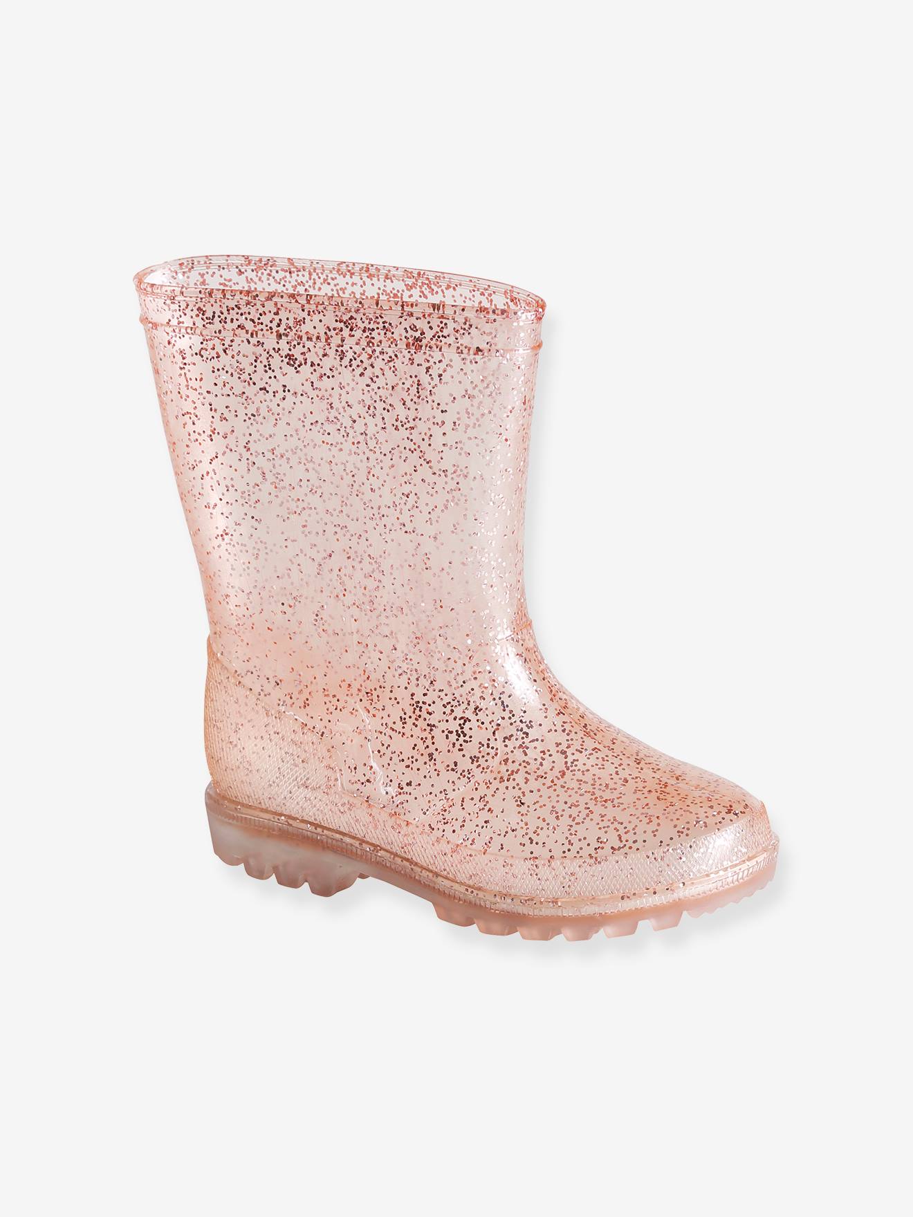 Bottes de pluie pailletées enfant rose