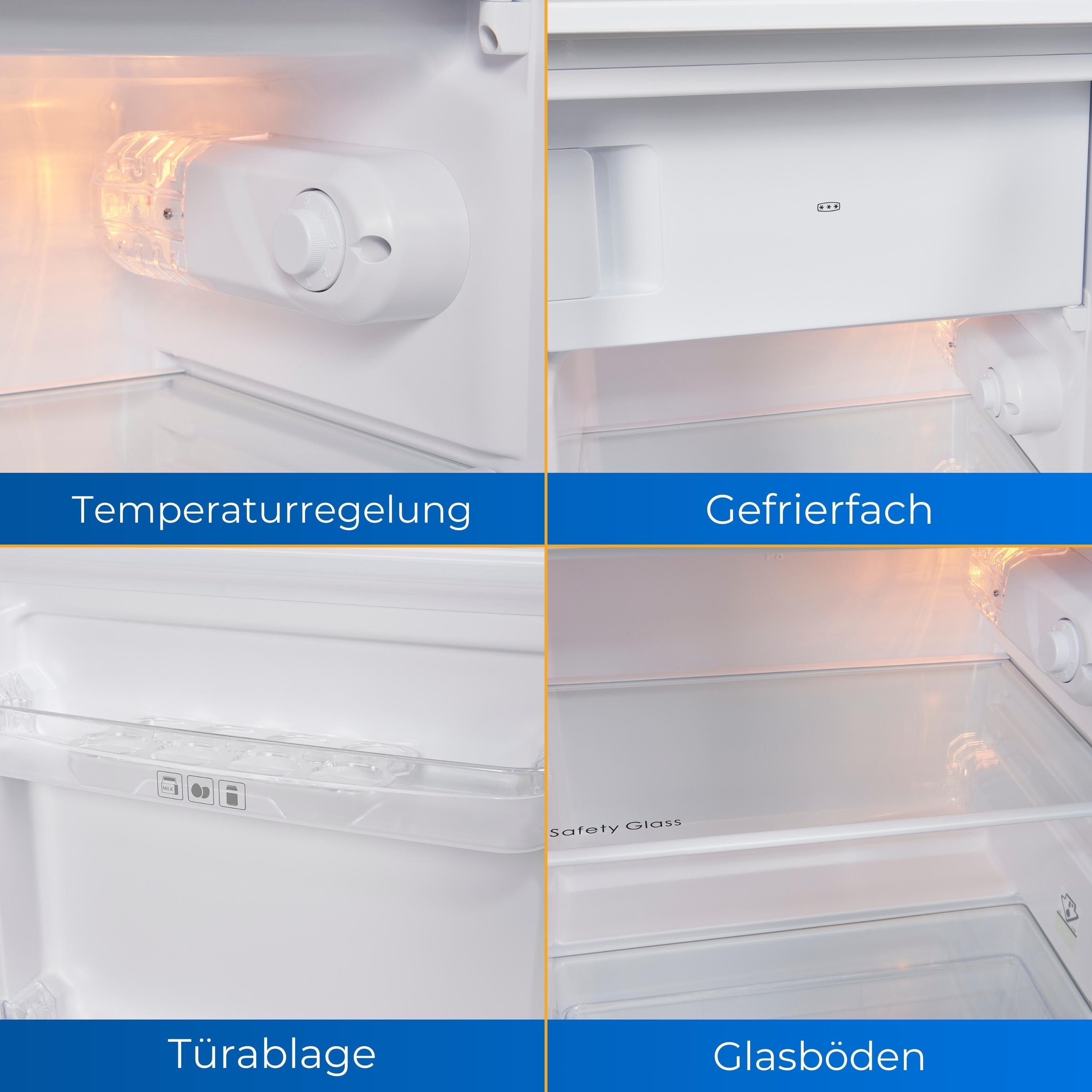 exquisit Kühlschrank KS5117-3-040E, 85 cm hoch, 48 cm breit, LED, Türanschlag wechselbar, Gemüsefach, Temperaturregelung