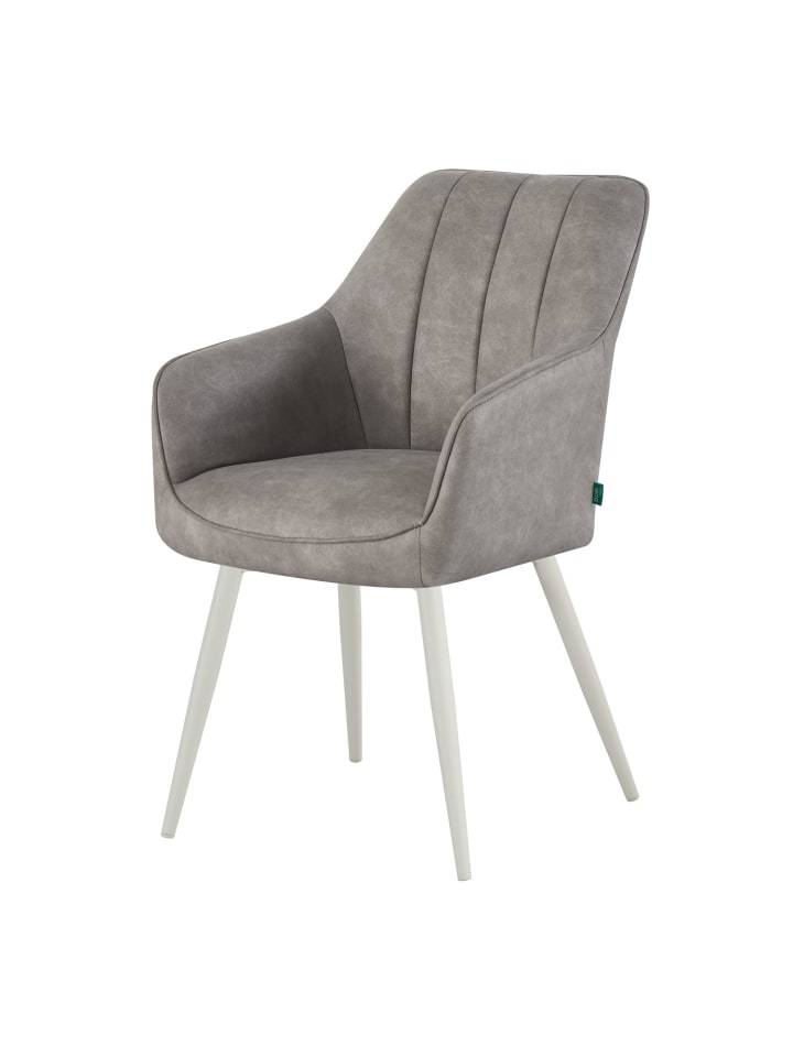 DUBI Möbel 2er-Set: Drehstuhl THOMAS-SANA in Wildleder-Grau - (B)57 x (H)85 x  (T)62 cm günstig kaufen onesize