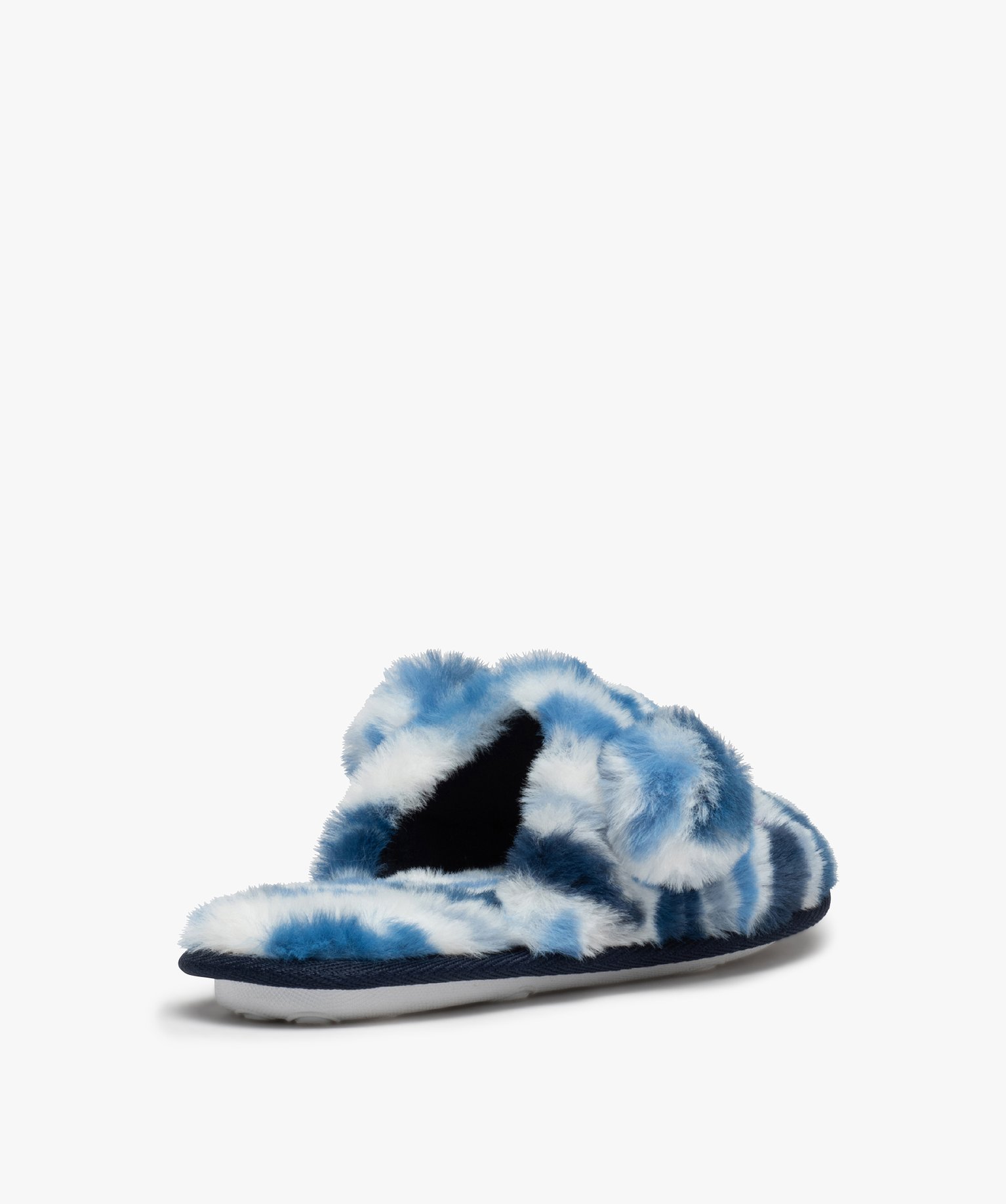 Chaussons fille mules plates en volume panda bleu | GEMO