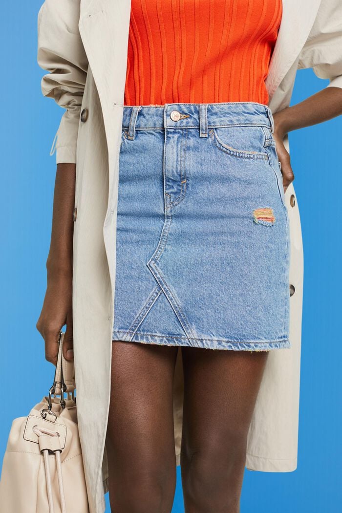 Denim-Minirock mit gerippten Details