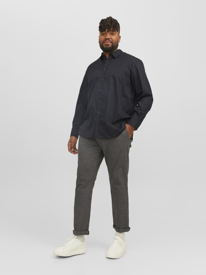 JACK & JONES PLUS Karohemd in Black günstig kaufen