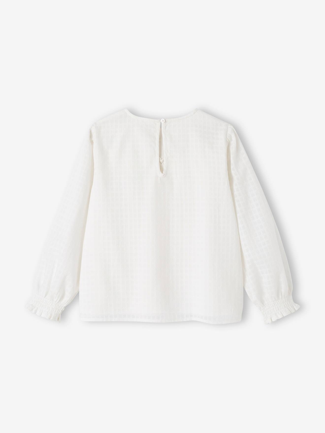 Blouse à volant effet texturé fille écru