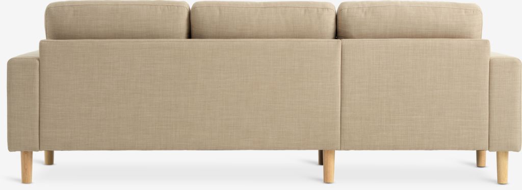 EGENSE Sofa med sjeselong EGENSE sand stoff/eikefarge
