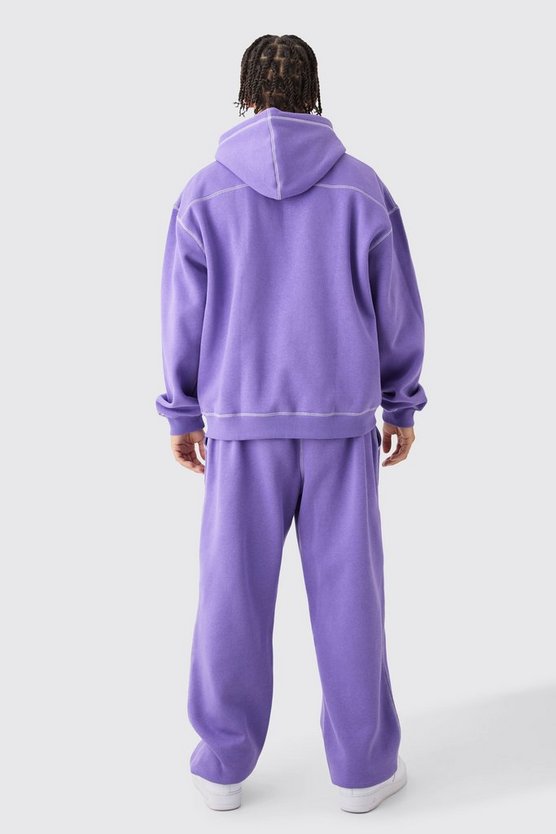 Oversize Hoodie mit Kontrast-Naht und Reißverschluss