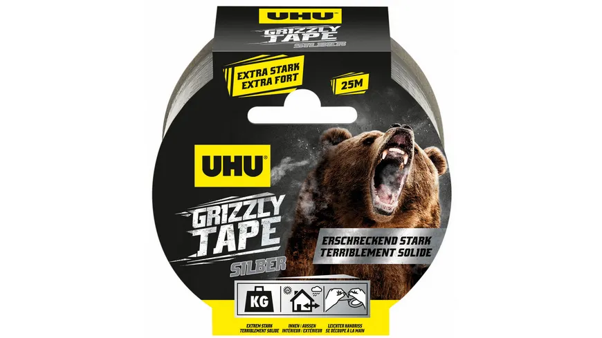 UHU Fixierband Klebeband GRIZZLY TAPE 25 m silber