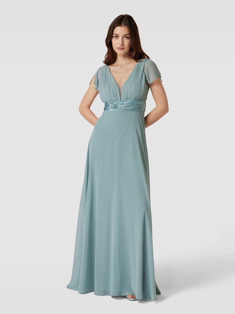 Abendkleid mit Flügelärmeln in schilf