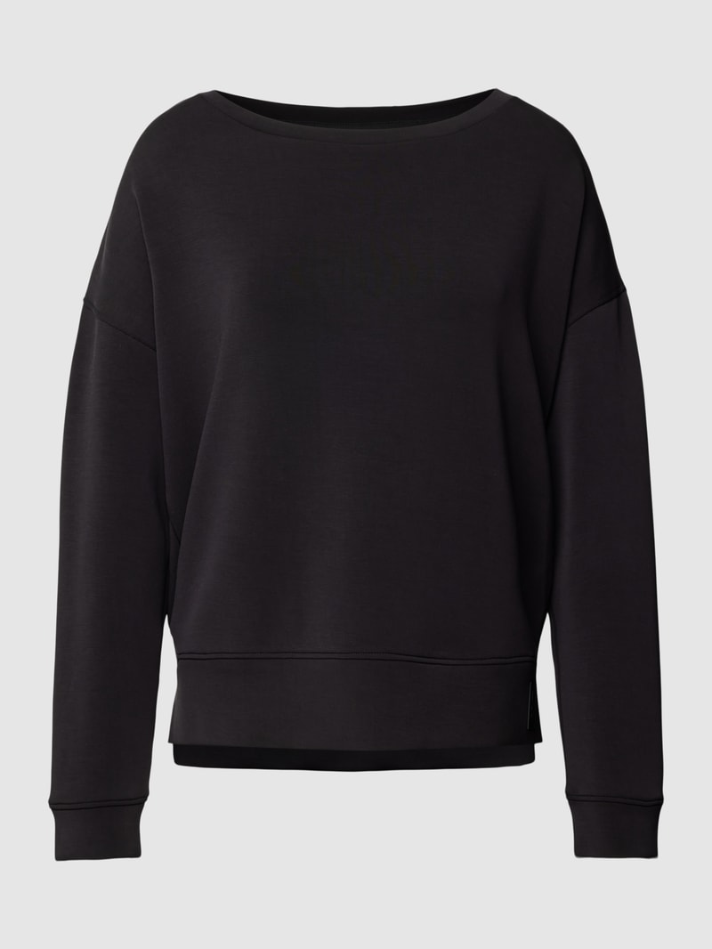 Sweatshirt mit Label-Applikation in schwarz