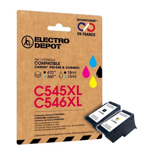 Cartuș de cerneală compatibil ELECTRO DEPOT Canon C545/546 pachet XL negru și colorat