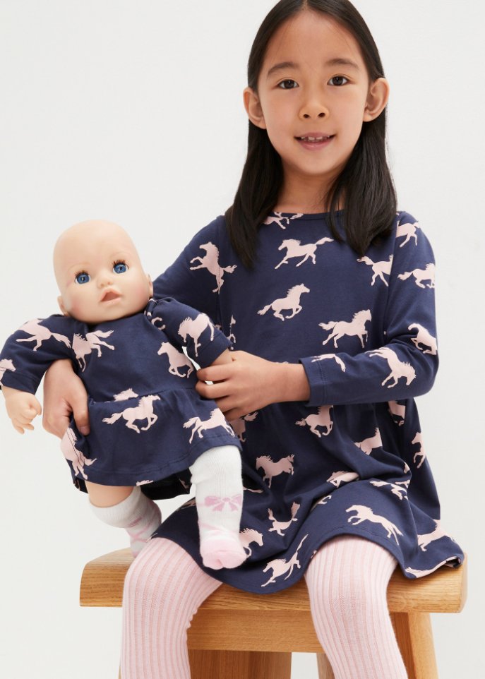 Mächen Jerseykleid mit Puppenkleid (2-tlg. Set)