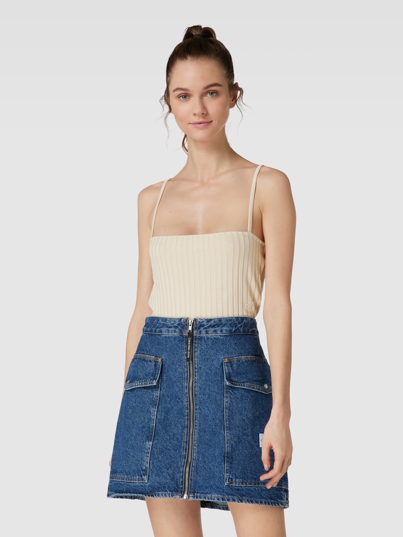 Crop Top im Ripp-Look in sand