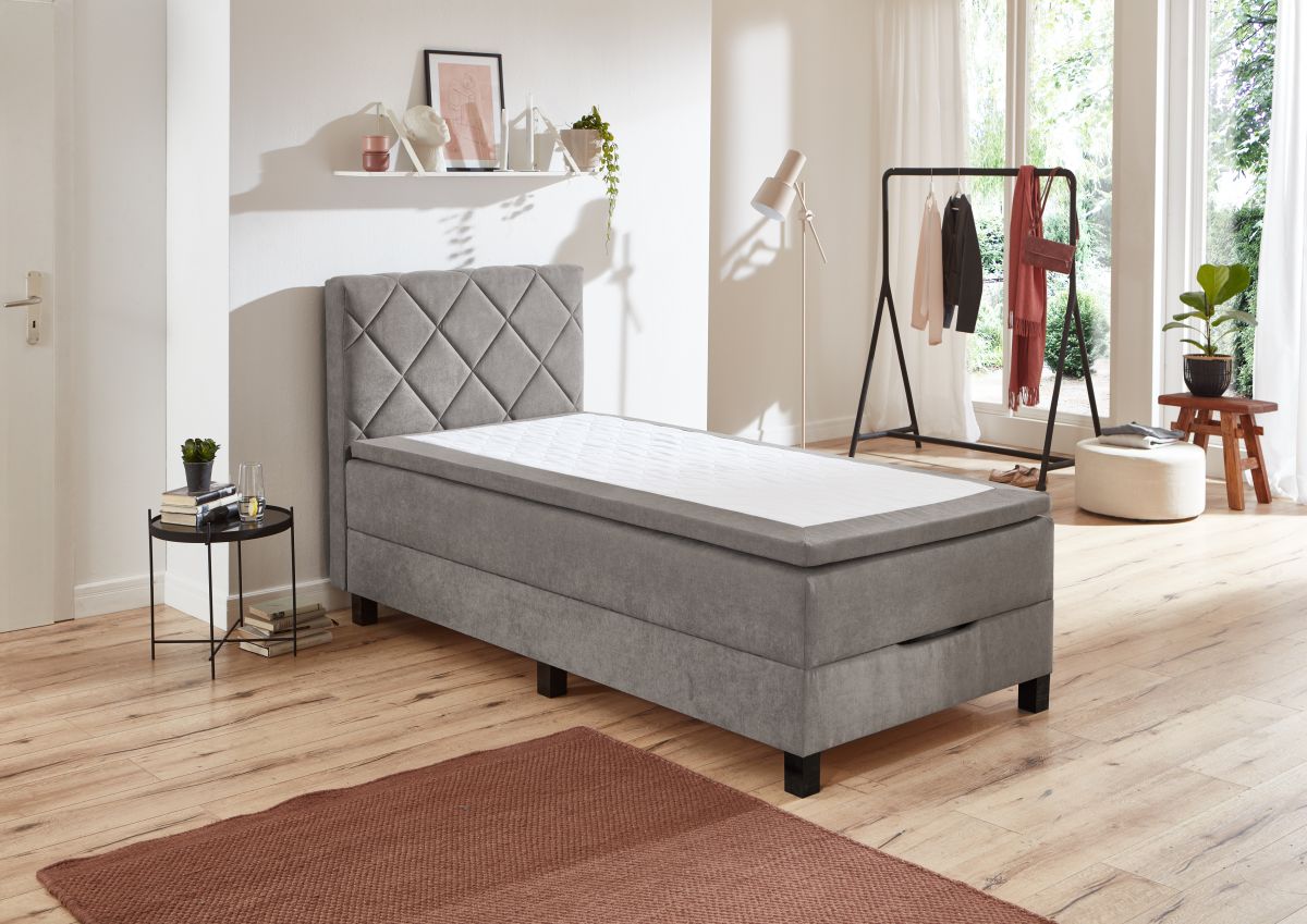 Sun Garden Boxspringbett Jeff mit Bettkasten Silber 100 x 200 cm
