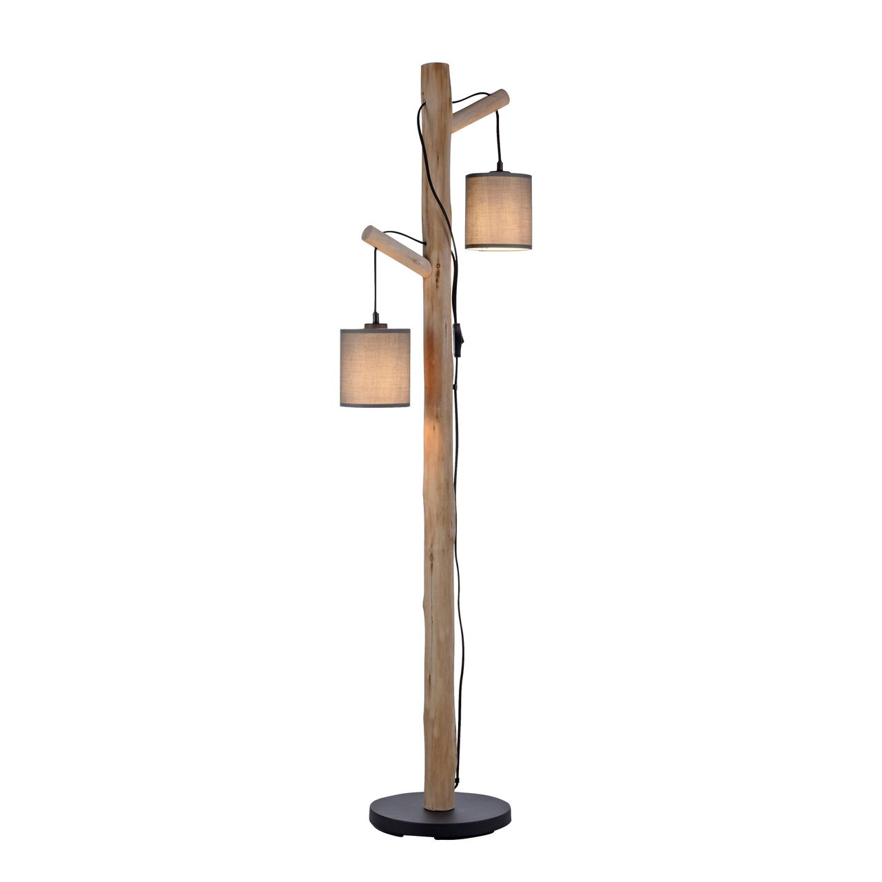JUST LIGHT Stehleuchte GREEN TRIBU, 2x E27/10,00Watt max., Eukalyptusholz, Taupe