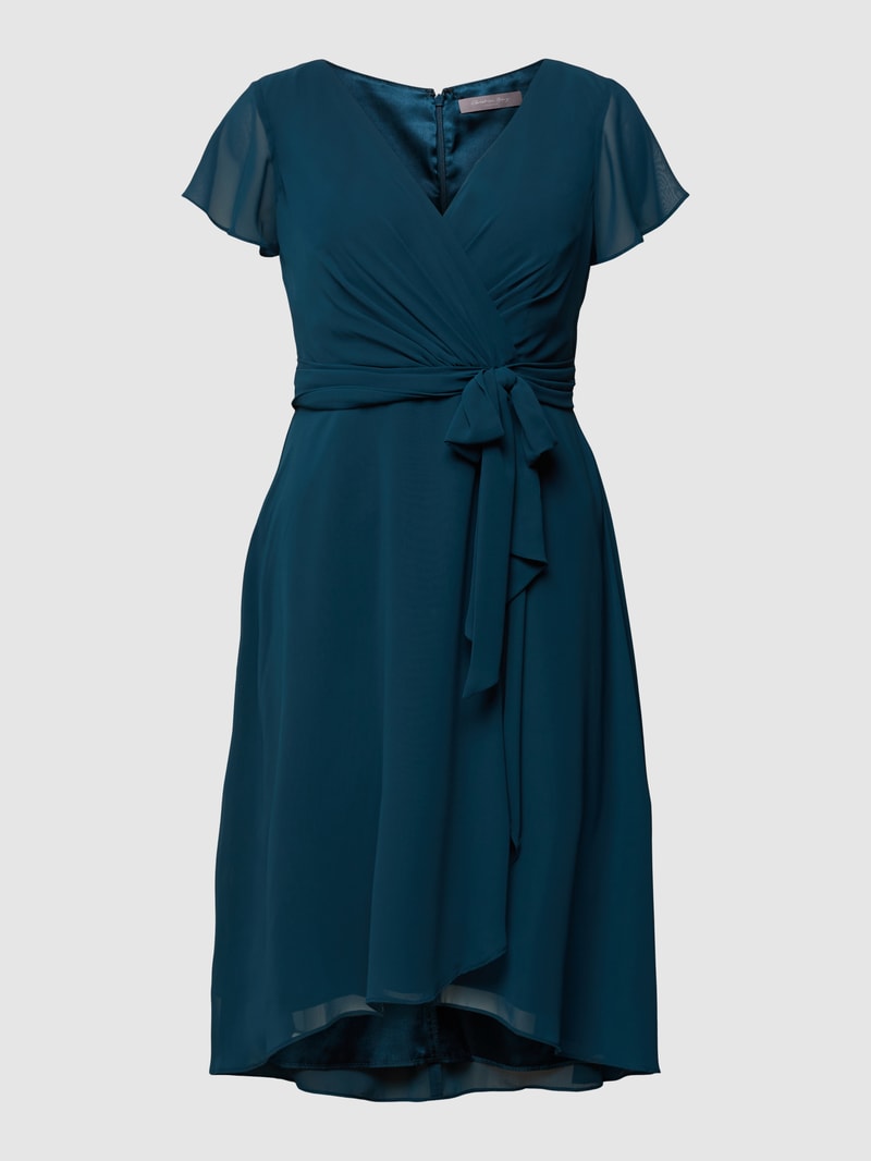 Cocktailkleid in Wickel-Optik in lagune meliert