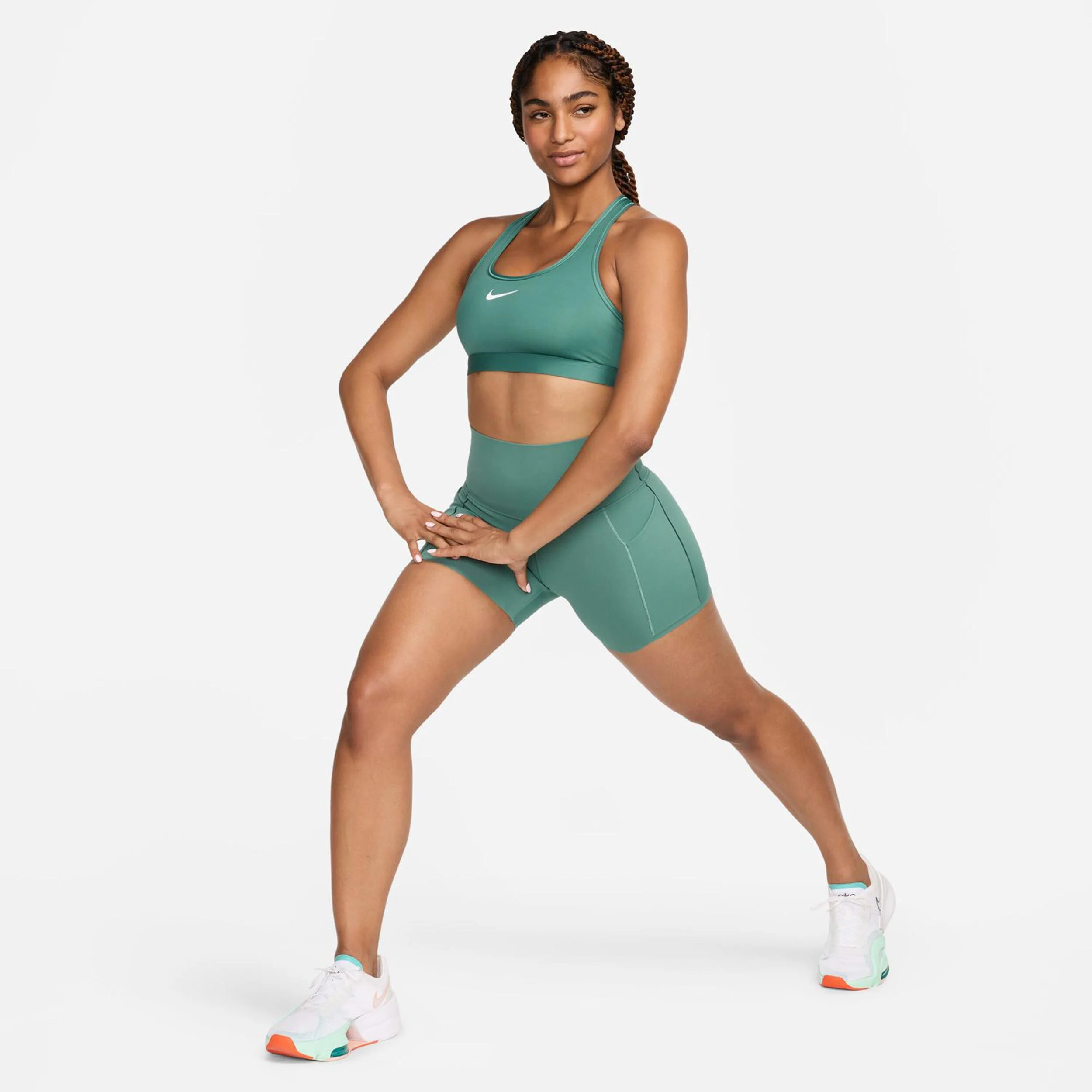 Swoosh Medium Support Sport-BH Damen - Dunkelgrün