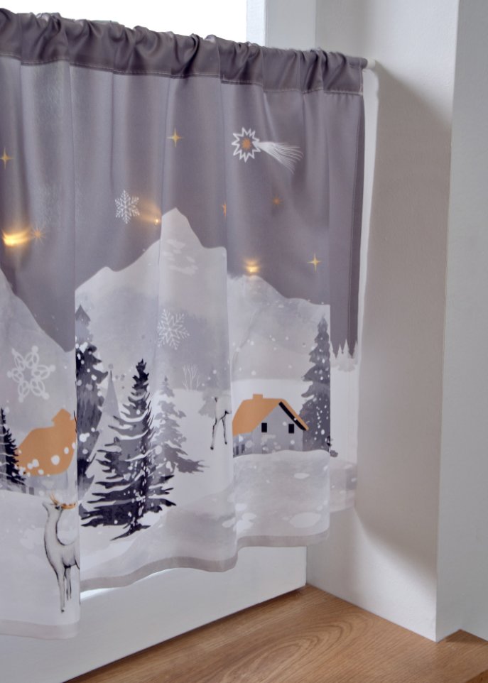 LED Scheibengardine mit Winterlandschaft