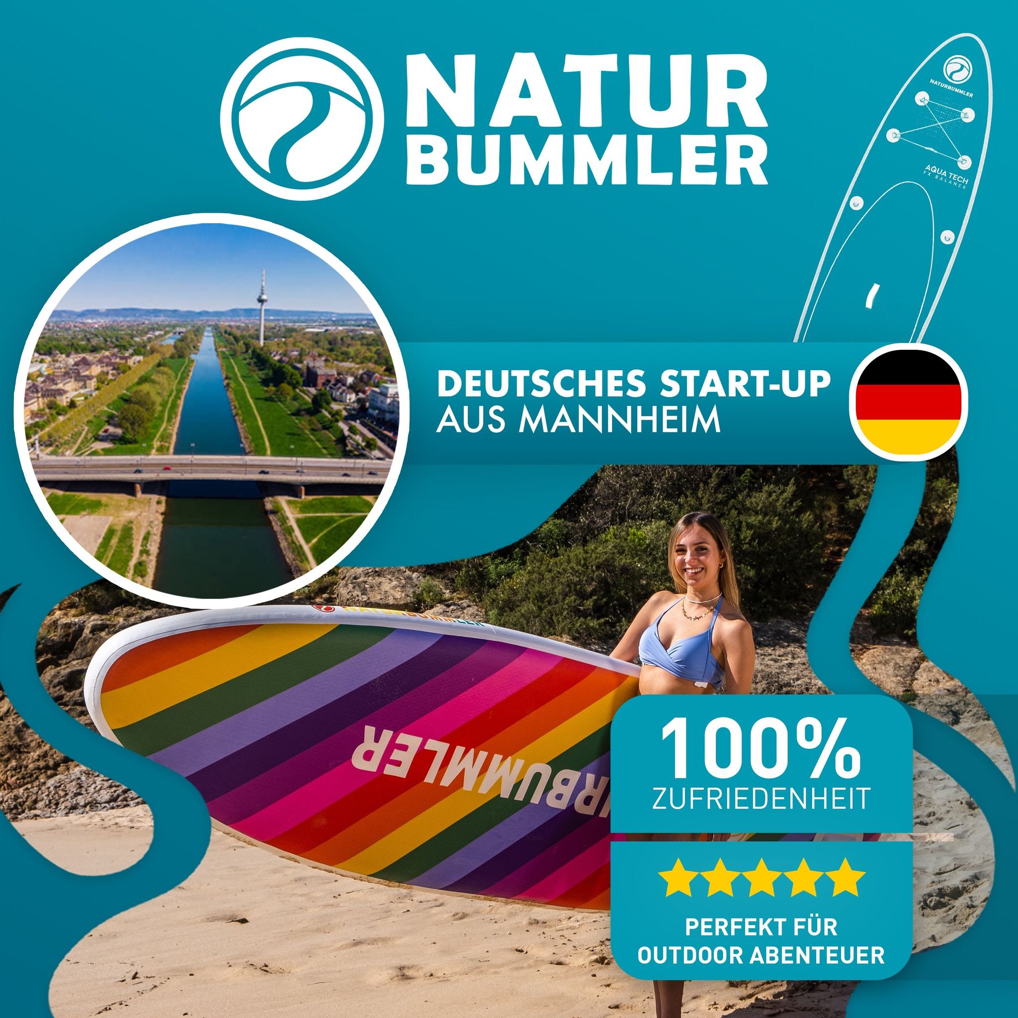 Naturbummler 330 cm Rainbow SUP Board