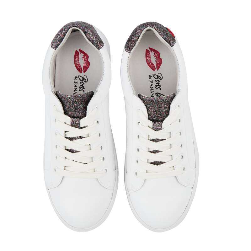 Baskets en cuir Simone blanc/glitter multicolor