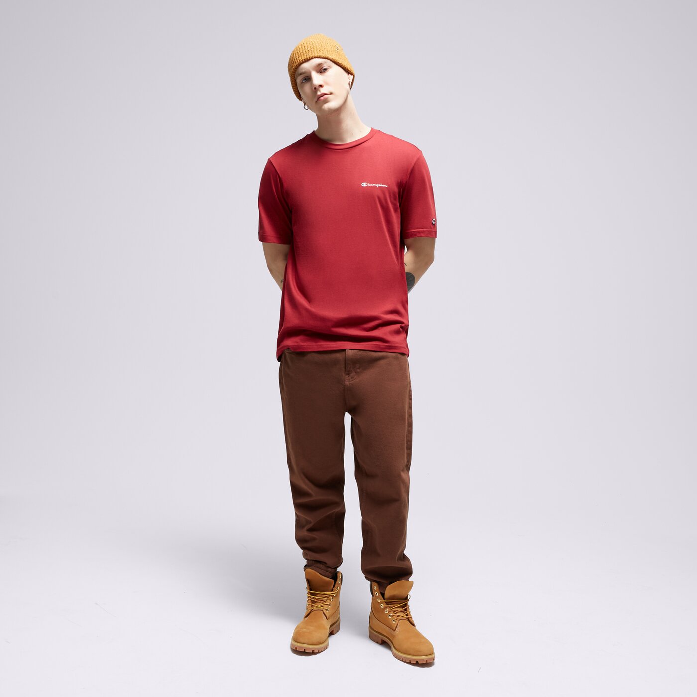 CHAMPION T-SHIRT CREWNECK Dunkelrot