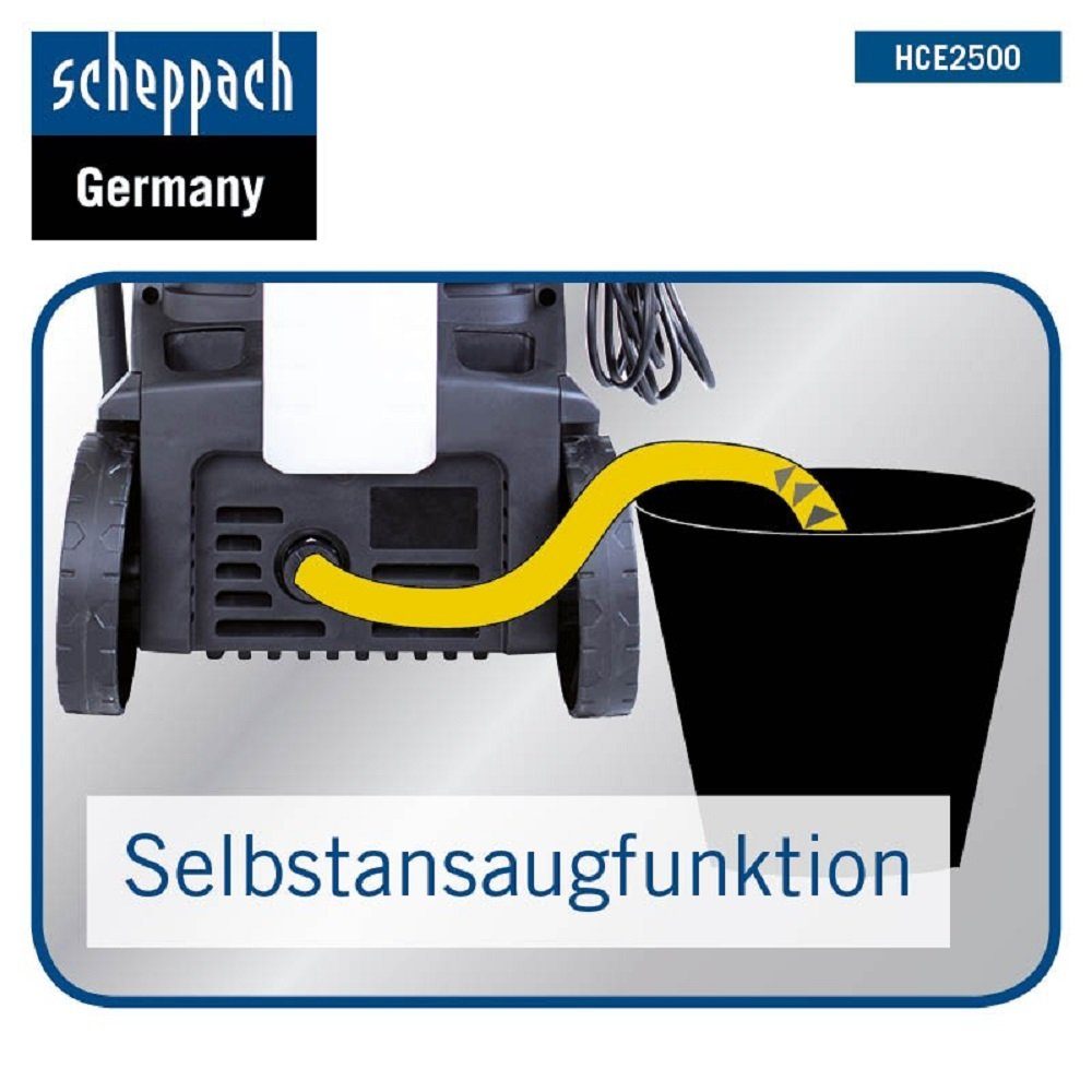 Scheppach Hochdruckreiniger Hochdruckreiniger HCE2500 SE inkl.10-teiliges Set, (10 tlg), Ideal für den mobilen Einsatz