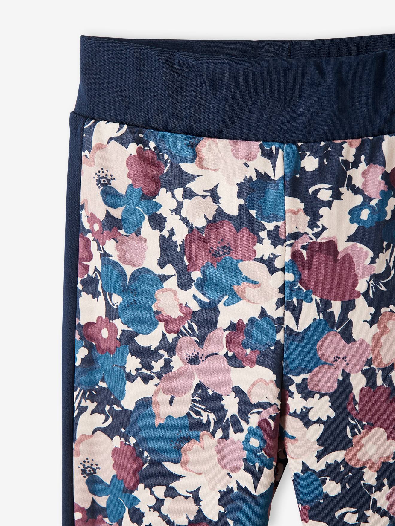 Legging de sport toucher doux fille bleu marine aop