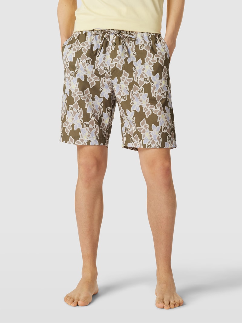 Pyjama-Shorts mit Allover-Muster Modell 'Night & Day' in khaki