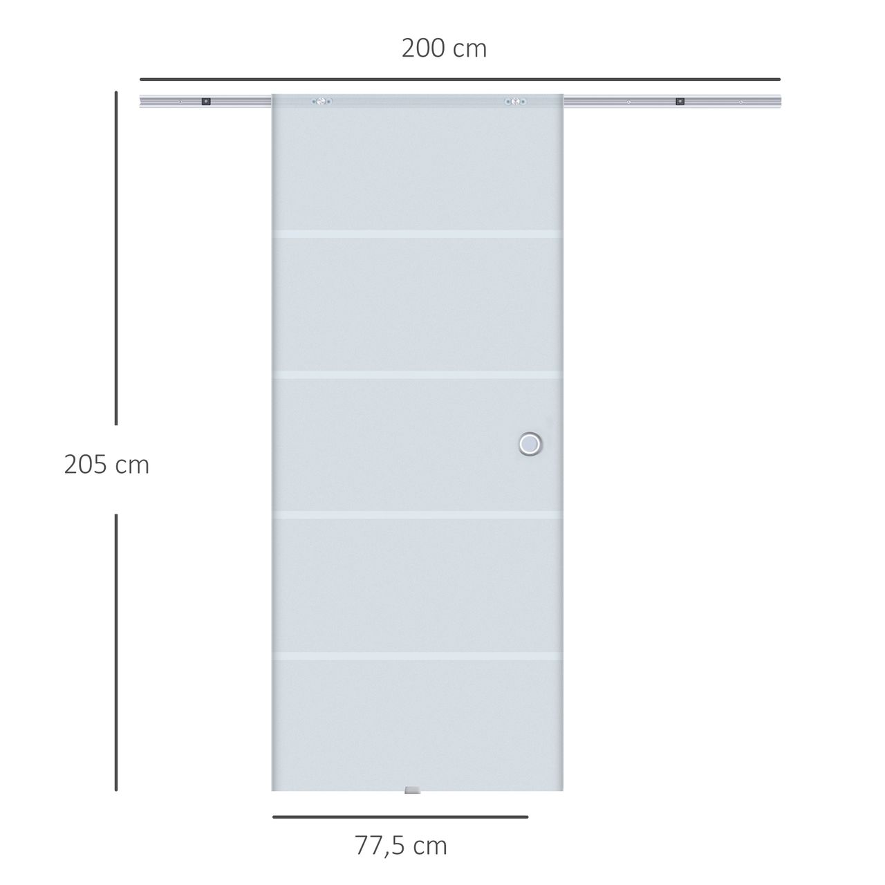 HOMCOM Glasschiebetür Schiebetür Glastür Zimmertür teilsatiniert 775 x 2050 mm