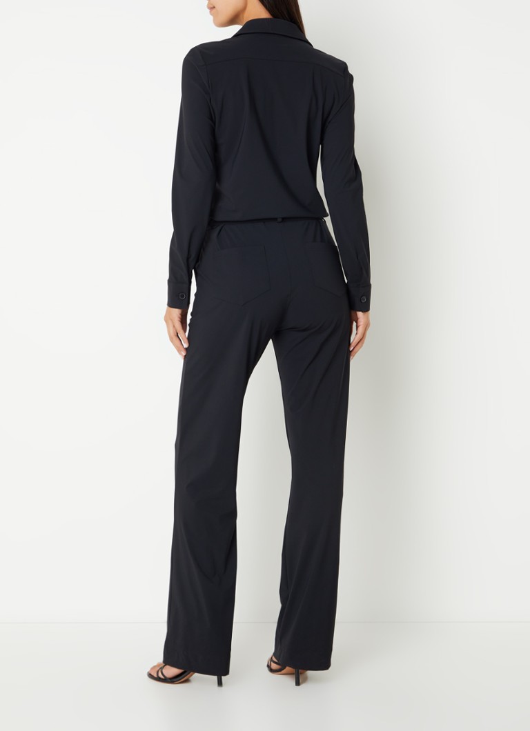 Studio Anneloes Angel straight fit jumpsuit made of travel fabric with a tie belt