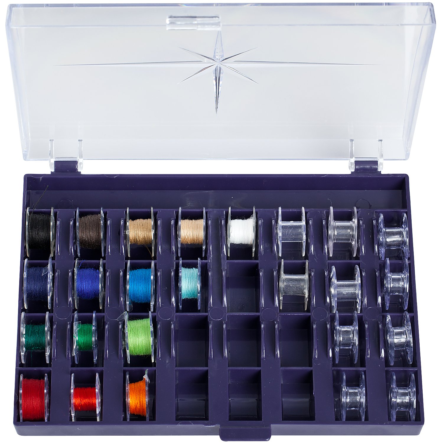 Prym Spulenbox, Größe: 16 x 12 cm, für 32 Unterfadenspulen