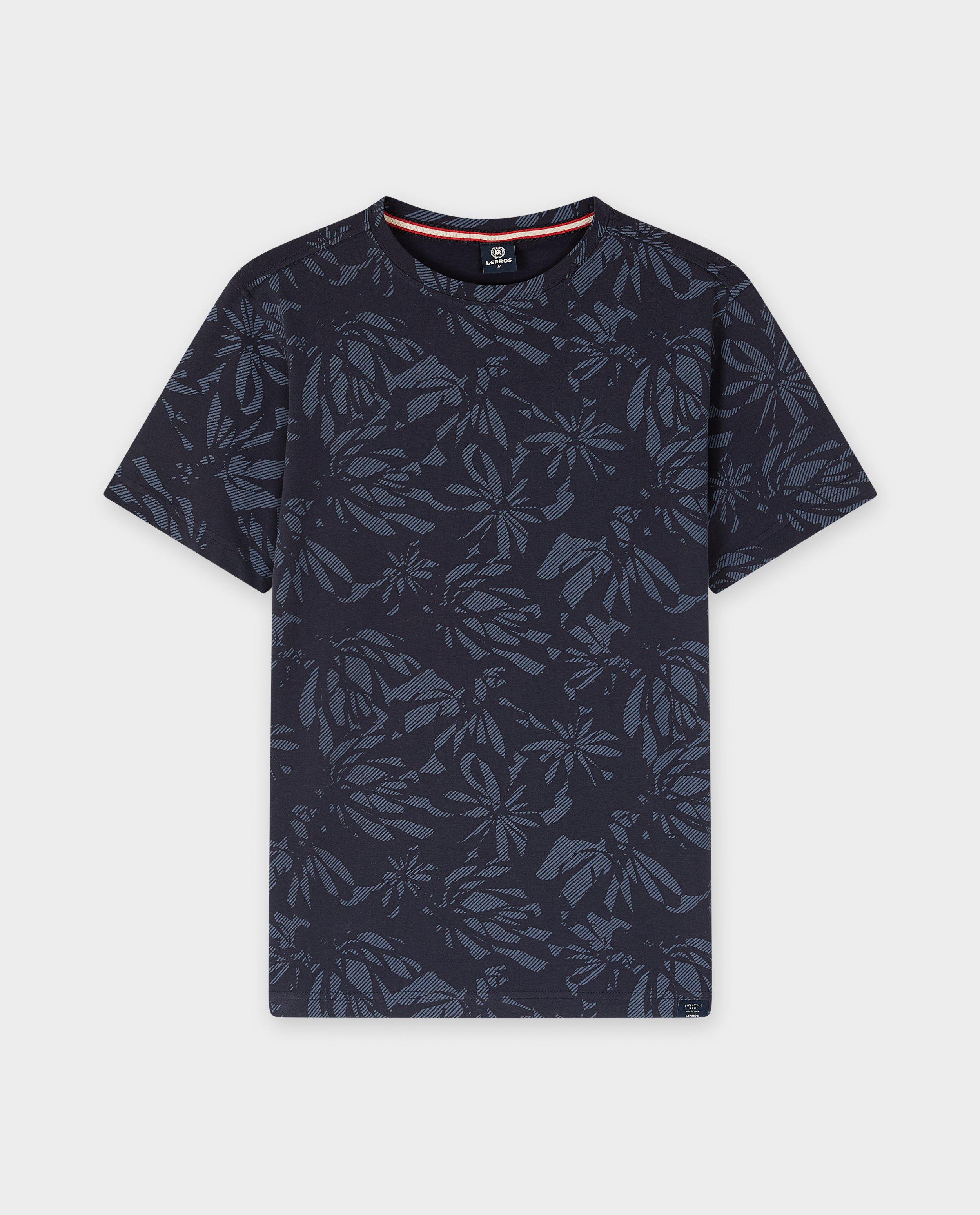 Tricou Lerros cu imprimeu tropical albastru închis