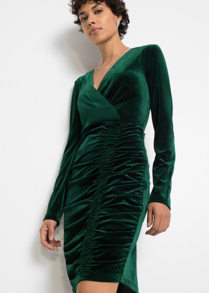 Samt-Kleid mit Raffung
