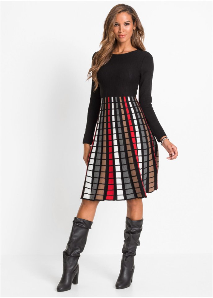 Strickkleid mit Karos