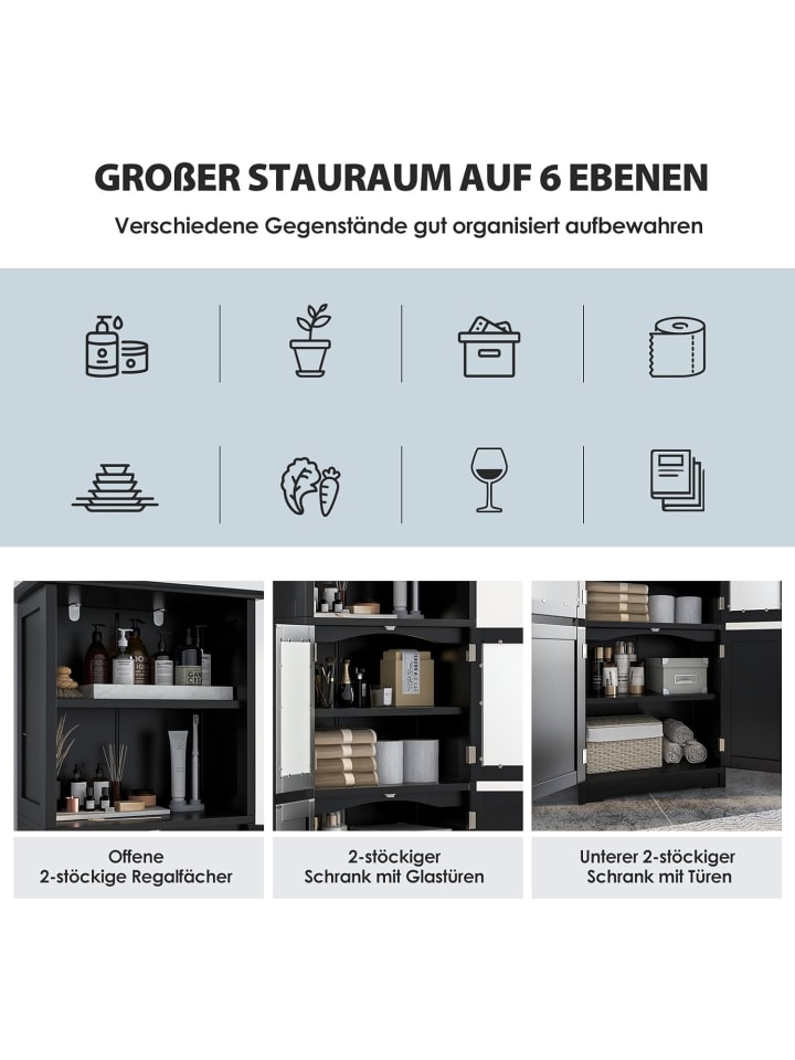 COSTWAY Badezimmerschrank 163cm in Schwarz günstig kaufen onesize