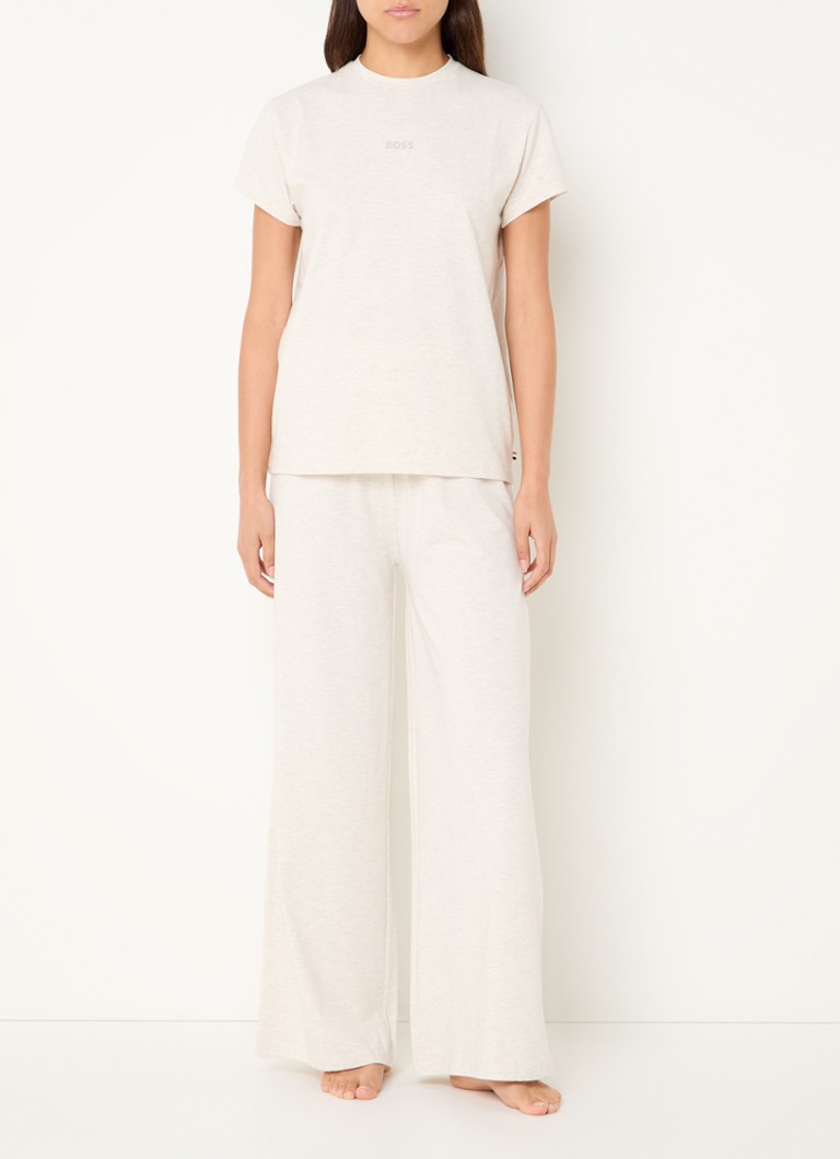 Pantaloni de pijama Bea de la HUGO BOSS, cu talie înaltă, croială lejeră, cu imprimeu melanj.