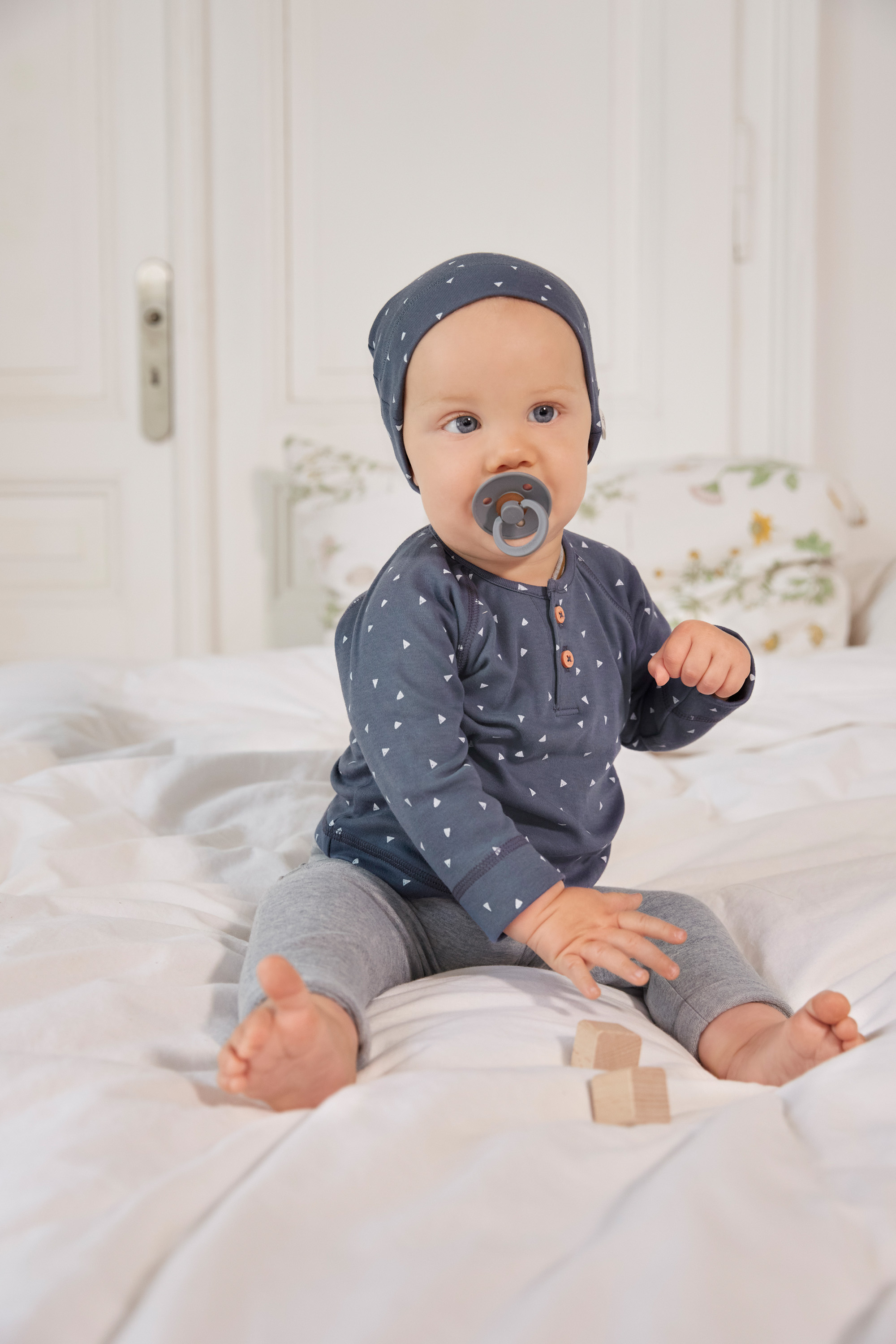 Baby Langarmshirt - Bio Baumwolle, Triangle, Blau