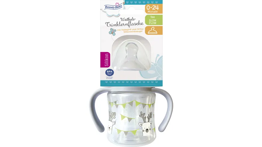 Beauty Baby Flasche Trinklern Weithals Motiv