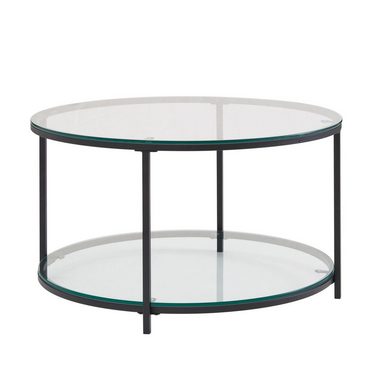 FINEBUY Couchtisch FB78983 (80x80x45 cm Glas Sofatisch Rund Transparent), Wohnzimmertisch Kaffeetisch mit Metall-Gestell