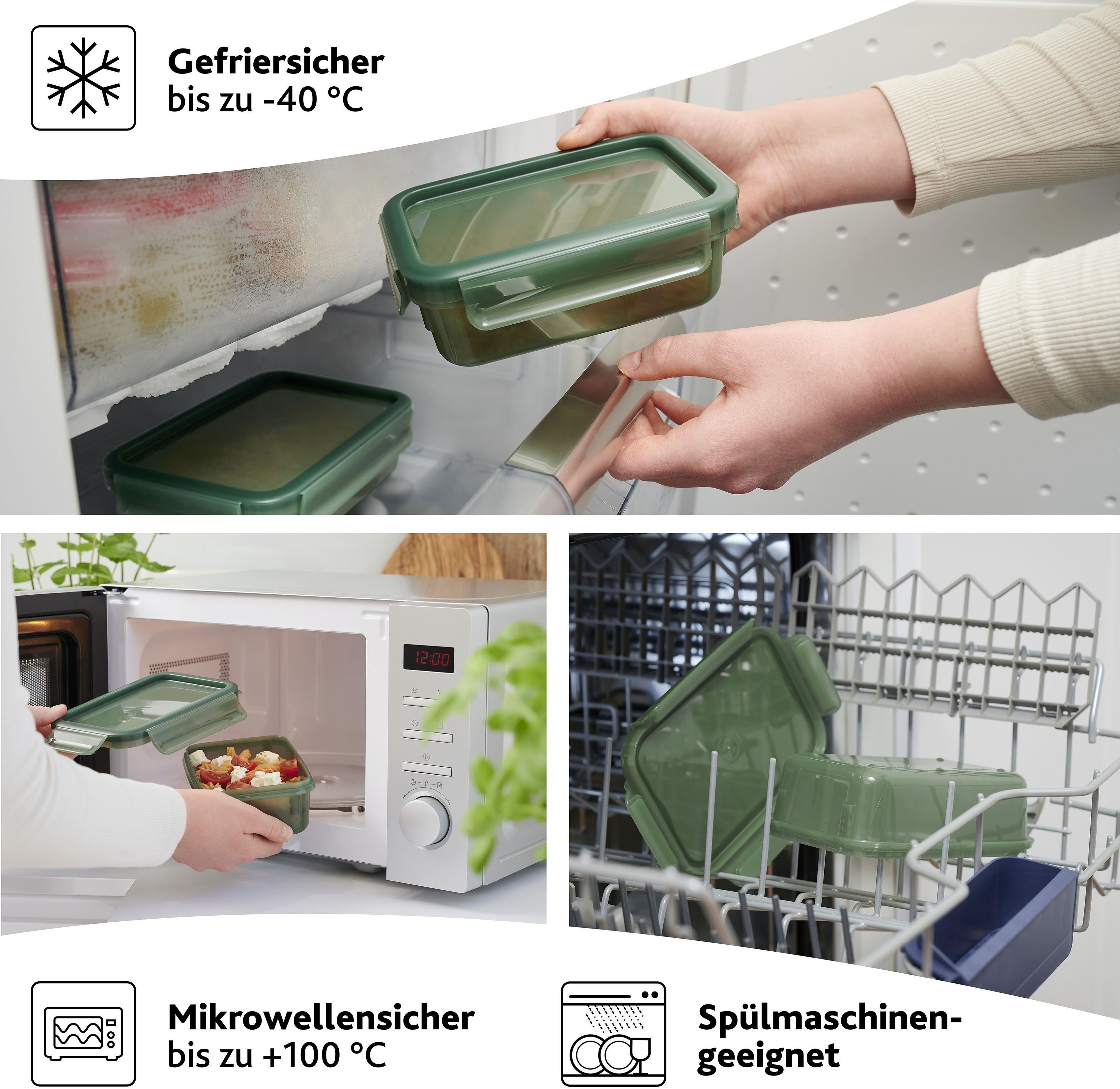 Emsa Frischhaltedose N11706 Clip & Close Eco, Polyprophylen (PP), (Set, 4-tlg), dicht/hygienisch/ mikrowellen-, gefriergeeignet