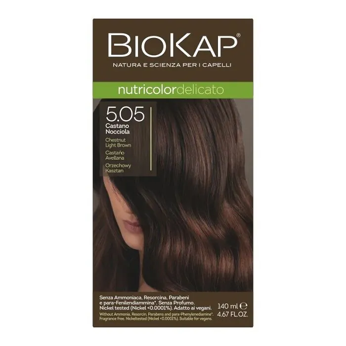 Biokap Nutricolor Delicato plaukų dažai, 5.05 riešutinis kaštonas