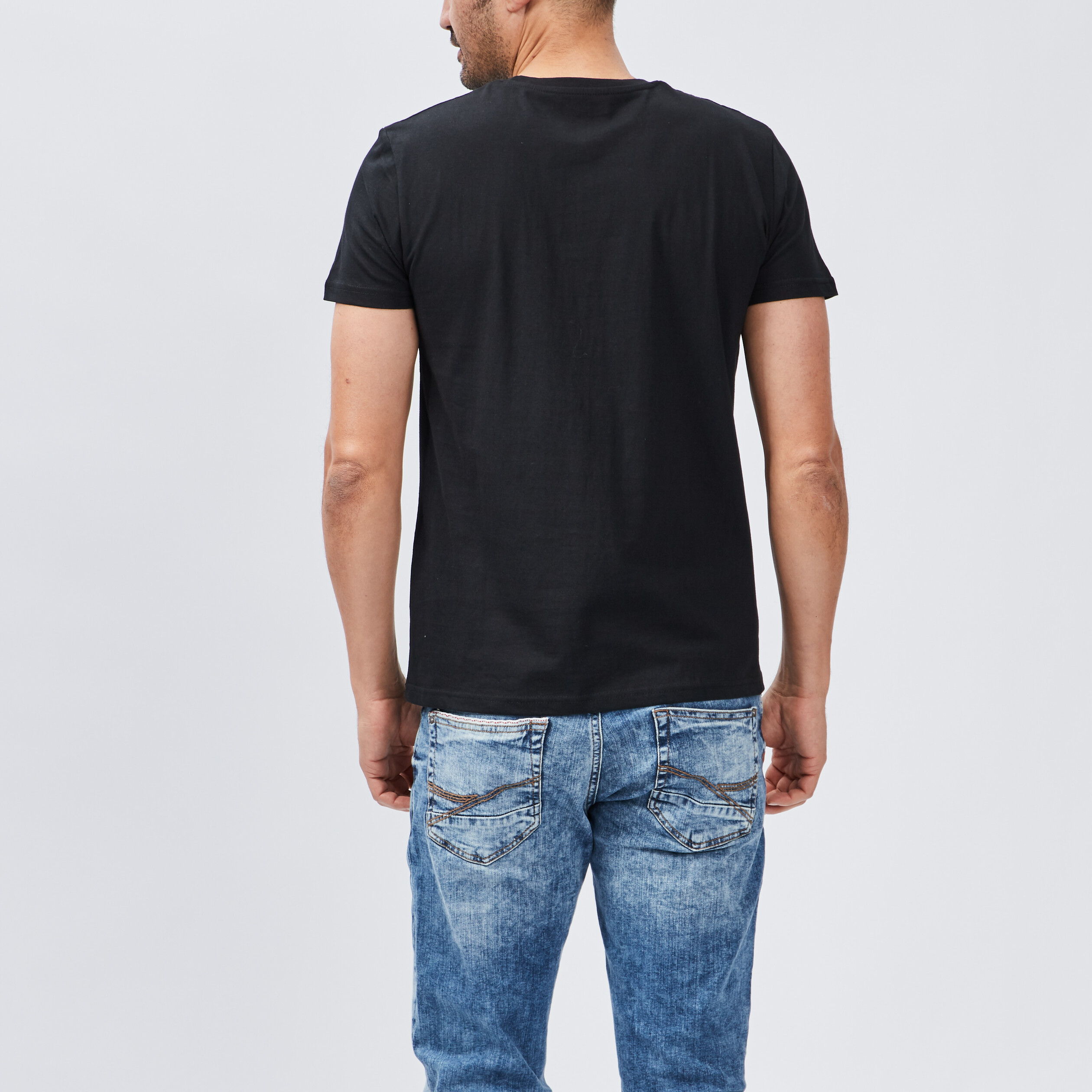 T-shirt en coton manches courtes noir homme | La Halle