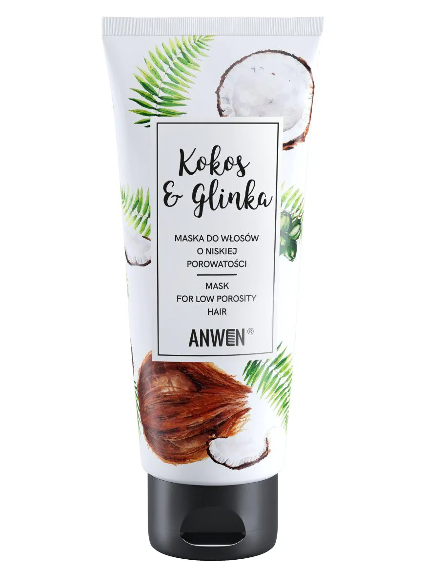 „Anwen“ kokosų ir molio kaukė mažo porėtumo plaukams