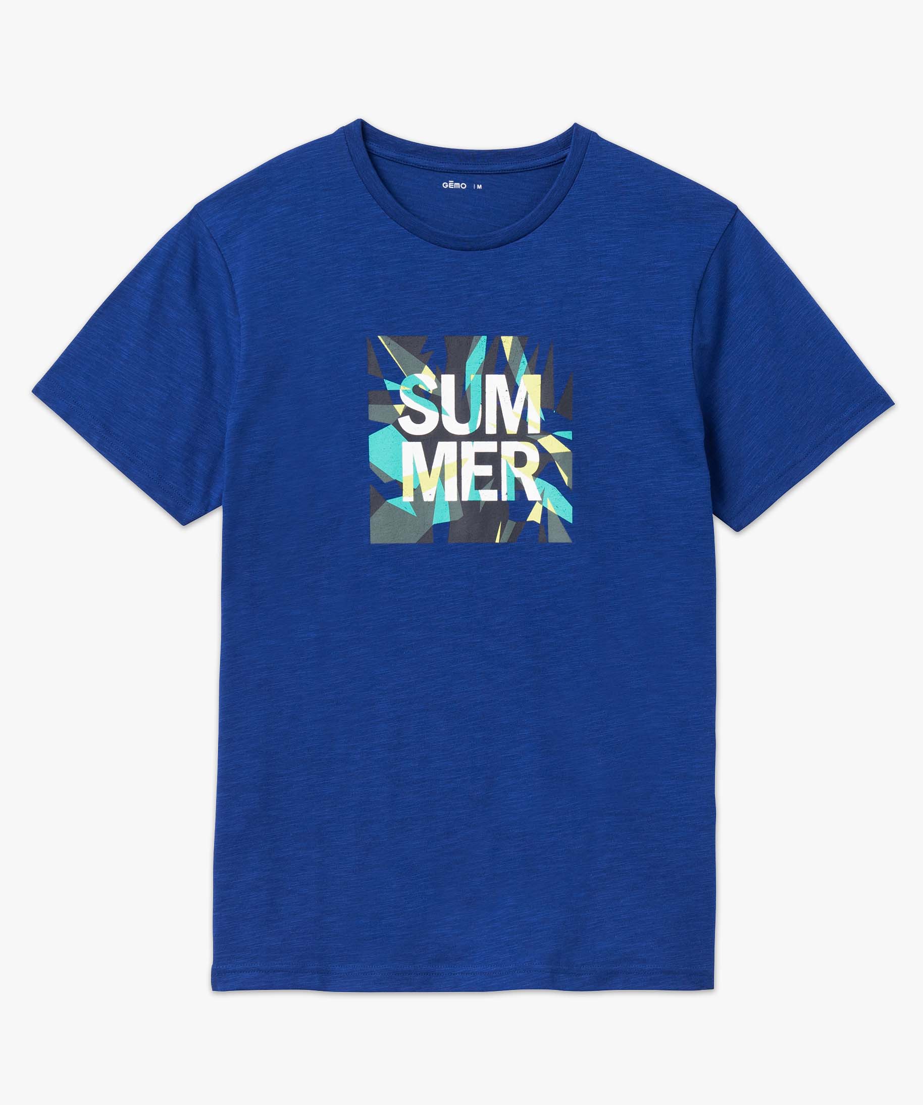 Tee-shirt homme à manches courtes à motif bleu | GEMO