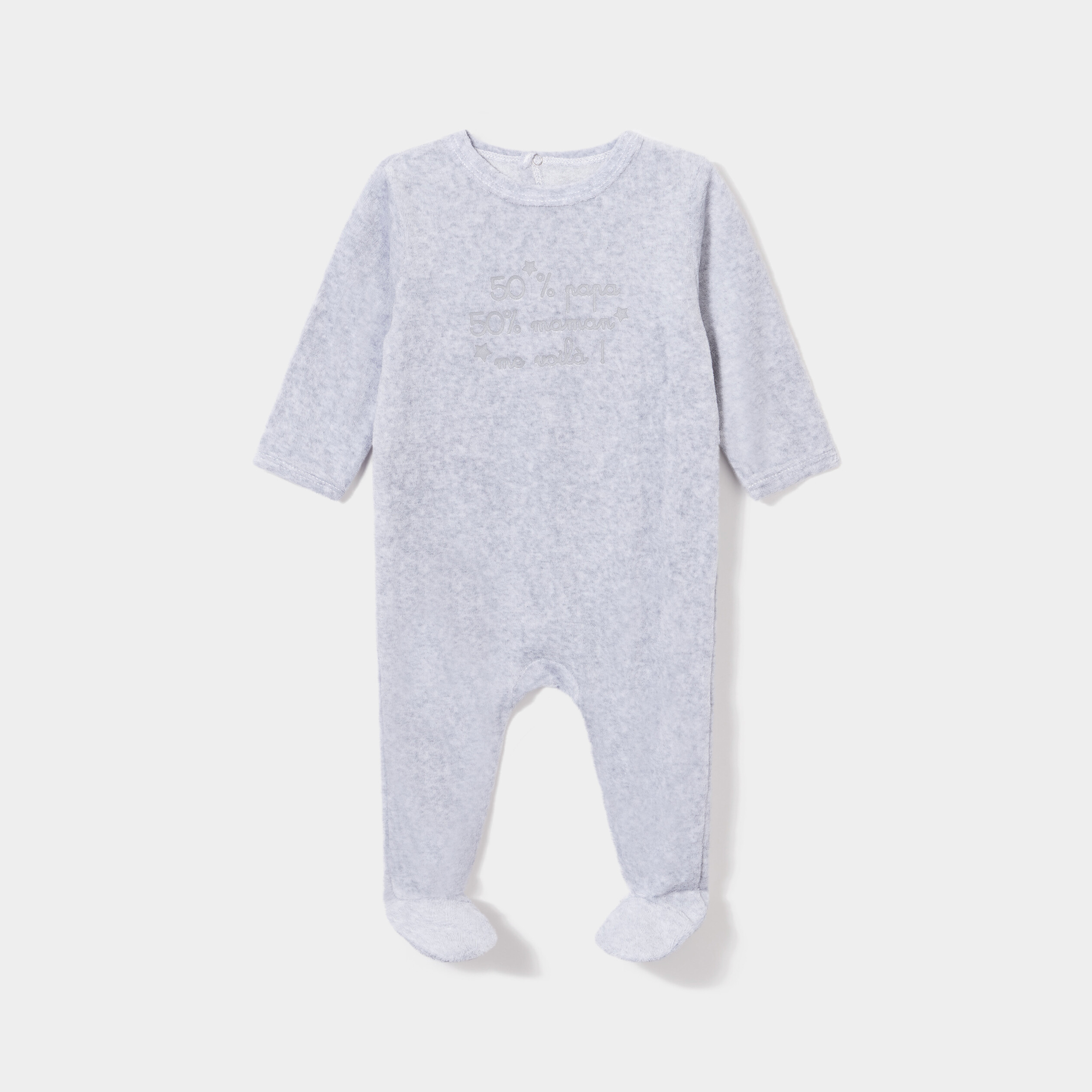 Dors-bien velours manches longues gris clair mixte | La Halle