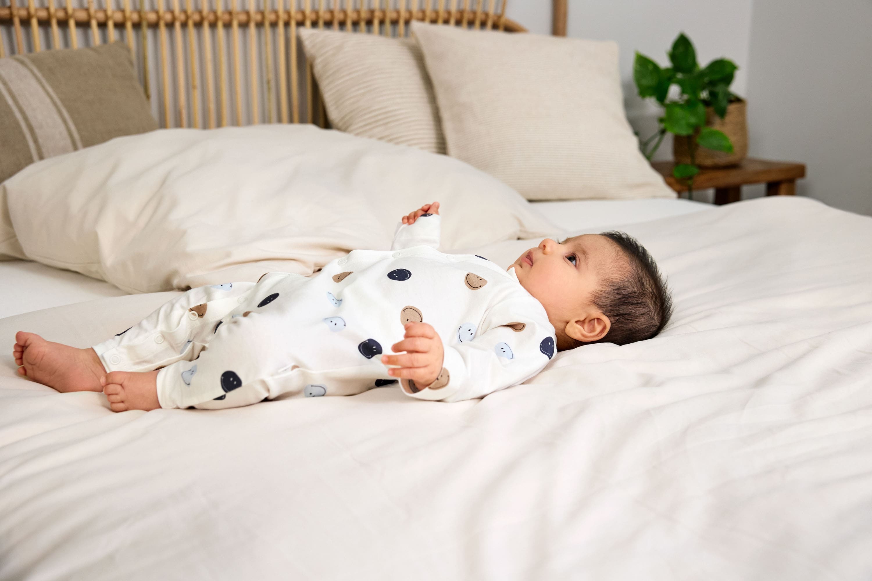 Baby Schlafoverall - Bio Baumwolle, Smile, Milky