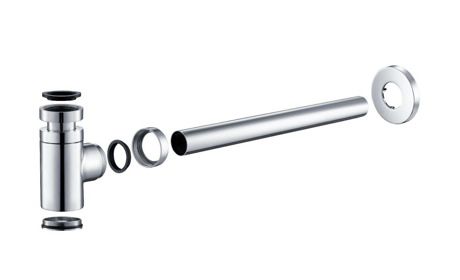 Olotos Siphon Abflussgarnitur Designsiphon Ablaufgarnitur Röhrensiphon, Geruchsverschluss mit Reinigungsöffnung für Waschbecken Waschtisch