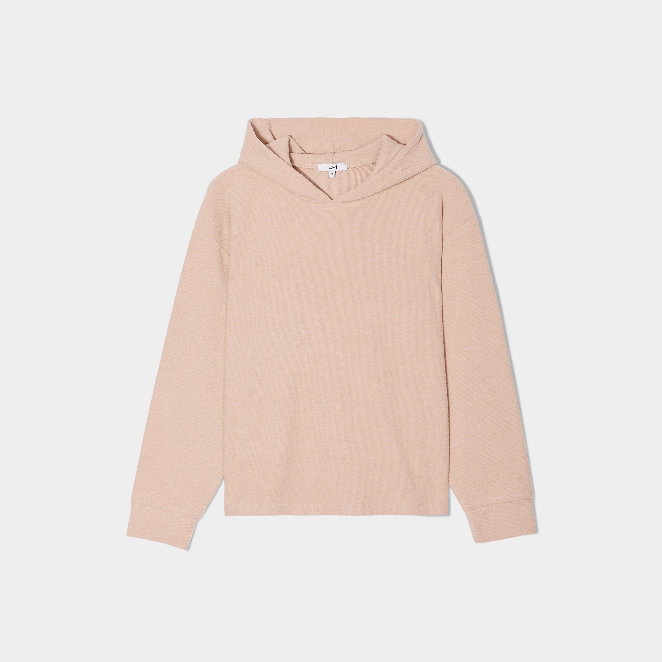 T-shirt à capuche manches longues beige femme | La Halle