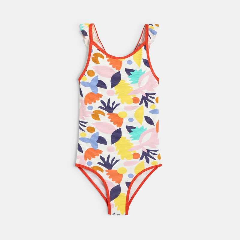 Maillot de bain 1 pièce fille à motifs abstraits blanc Catimini