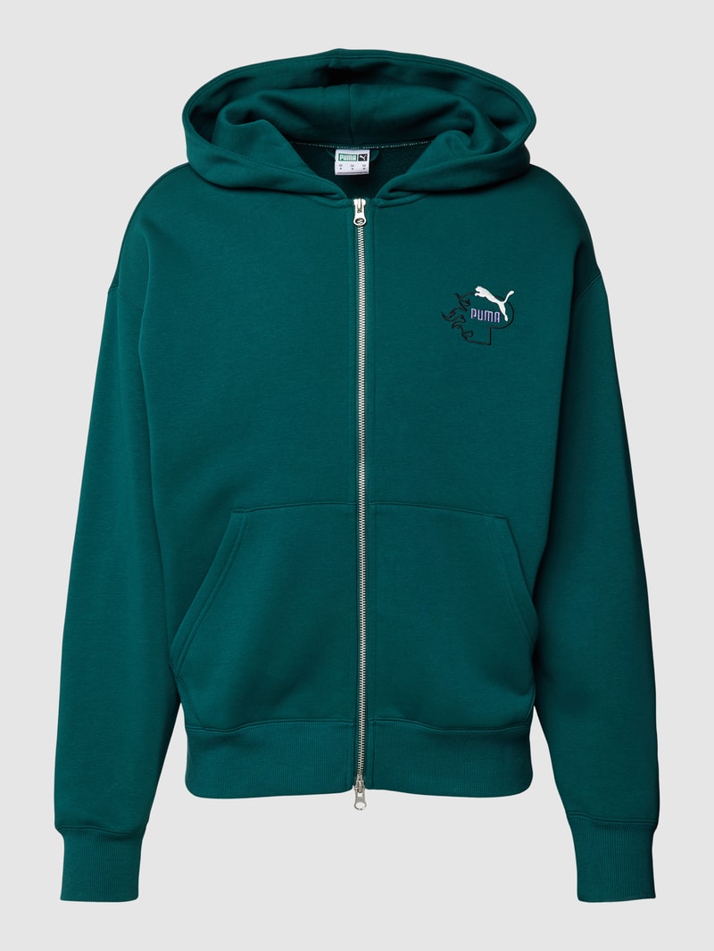 Sweatjacke mit Label-Stitching - PUMA X P&C* in dunkelgrün